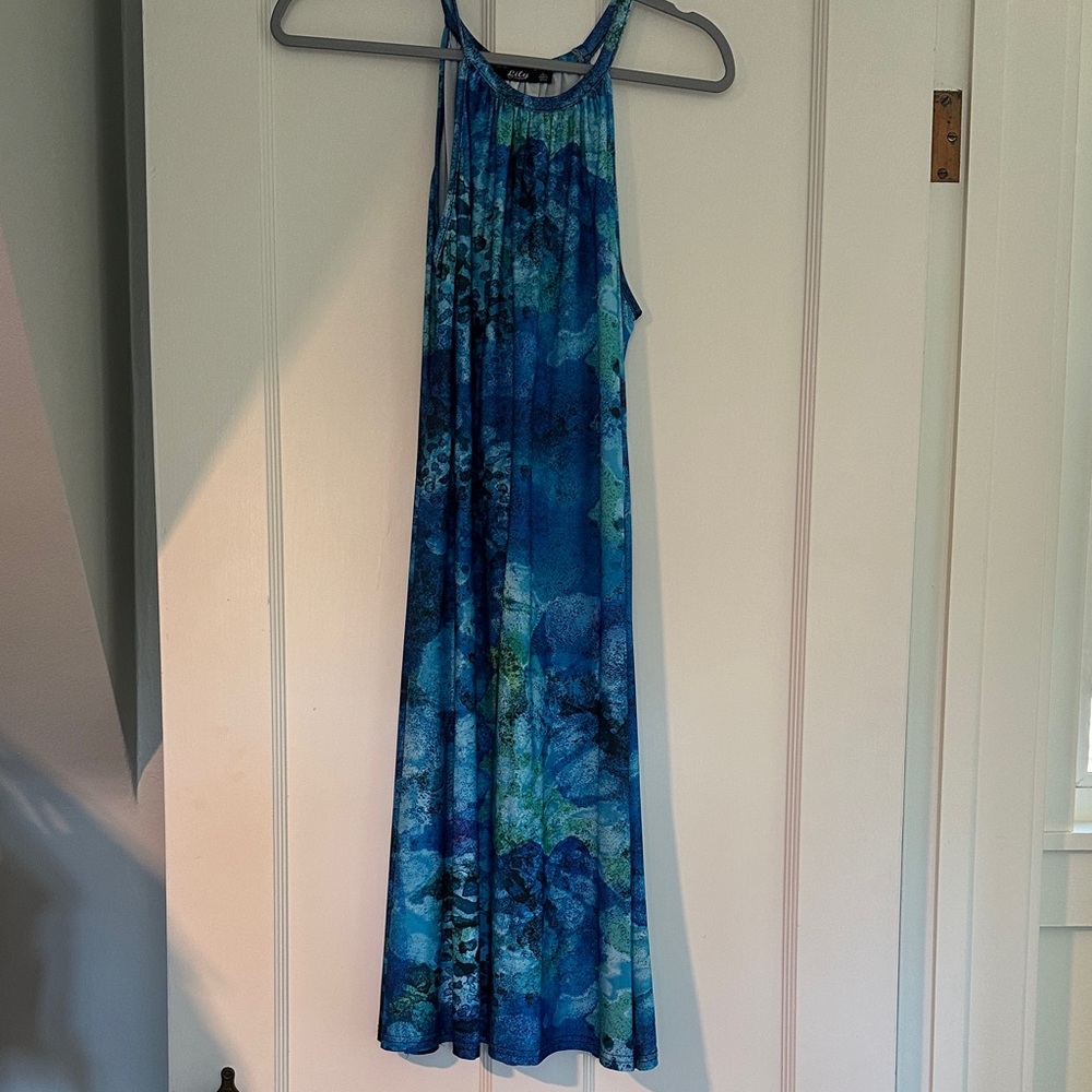 Elegant Blue Sleeveless Dress